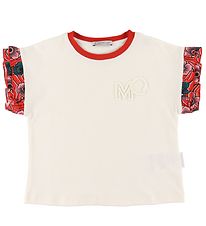 Moncler T-shirt - White w. Red/Flowers Moncler T-shirt - White w. Red/Flowers