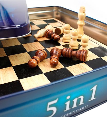 TACTIC Board Game - Wood - 5-I-1 - Collection Classique