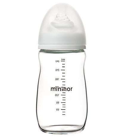 Mininor Feeding Bottle - Glass - 240 mL - White