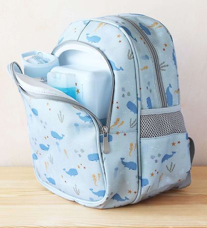 A Little Lovely Company Backpack w. Thermo Pocket - Ocean - Blue
