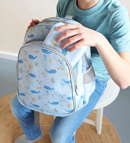 A Little Lovely Company Backpack w. Thermo Pocket - Ocean - Blue