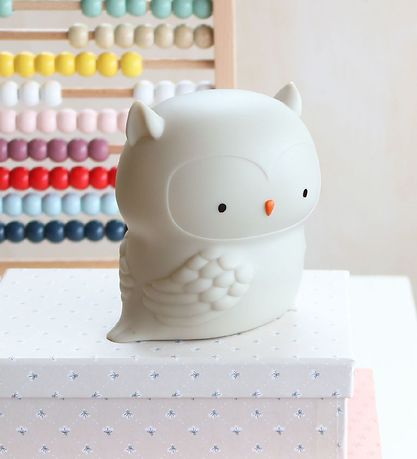 A Little Lovely Company Night Lamp - 11,8x11,5 cm - Owl - Grey