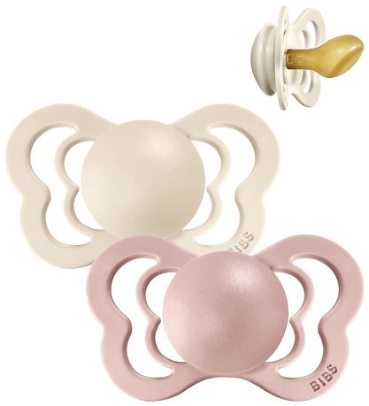 BIBS Couture Pacifiers - Size 2 - 2-Pack - Anatomical - Ivory/Bl