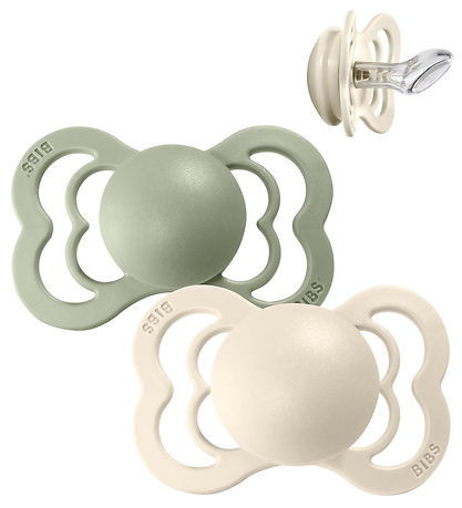 BIBS Couture Pacifiers - Size 2 - 2-Pack - Anatomical - Ivory/Sa