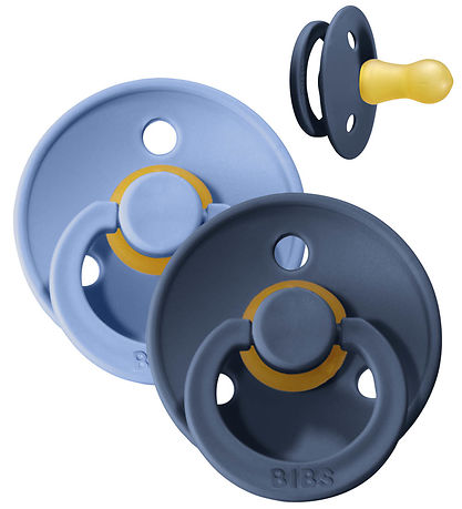 BIBS Colour Pacifiers - Size 1 - 2-Pack - Round - Sky Blue/Steel BIBS Colour Pacifiers - Size 1 - 2-Pack - Round - Sky Blue/Steel