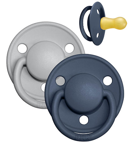 BIBS De Lux Pacifiers - Size 2 - 2-Pack - Round - Cloud/Steel Bl