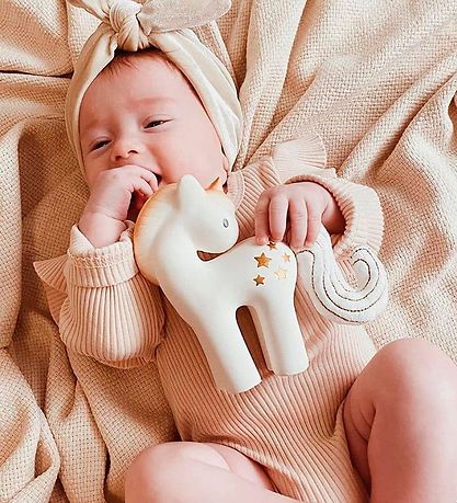 Tikiri Teething Toy - Natural Rubber - Star Unicorn - White