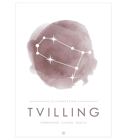 Citatplakat Plakat - A3 - Constellation - Gemini - Lyserød