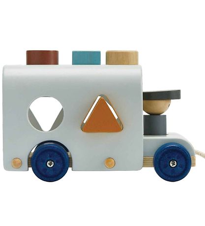 PlanToys Trekspeelgoed - Bus m. Vormensorteerbox - Hout/Lichtbla