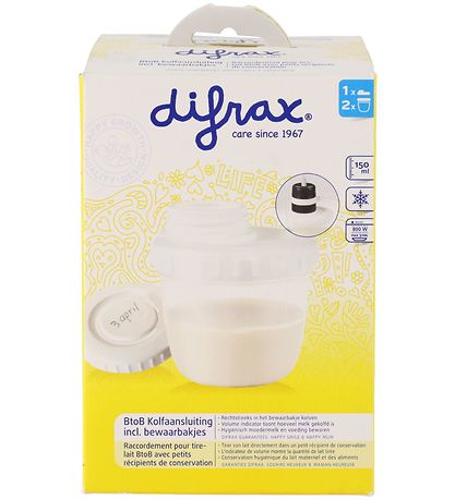Difrax Storage container w. Pump connection - 2 pcs - 150 mL Difrax Storage container w. Pump connection - 2 pcs - 150 mL