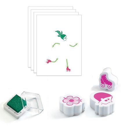 Djeco Stamp Set - Mix & Match - Flower Girls Djeco Stamp Set - Mix & Match - Flower Girls