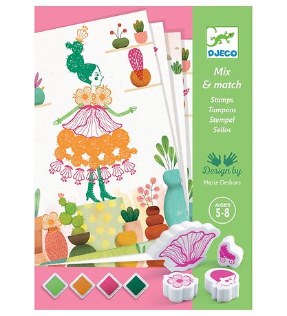Djeco Stamp Set - Mix & Match - Flower Girls Djeco Stamp Set - Mix & Match - Flower Girls