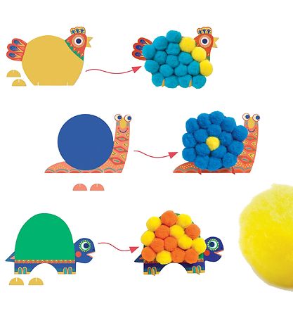 Djeco Kreatives Spielset - Silhouetten und Pompons - Tier Djeco Kreatives Spielset - Silhouetten und Pompons - Tier