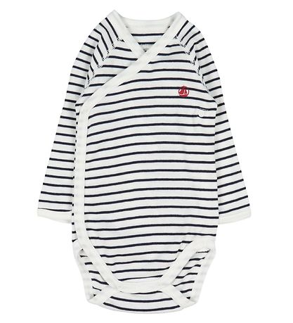 Petit Bateau Wickelbody l/ä - 3er-Pack - Blau/Weiß gestreift