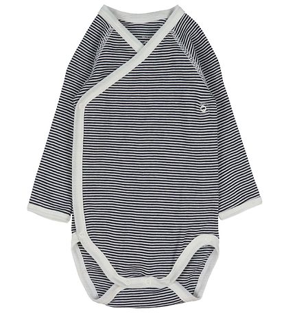 Petit Bateau Wickelbody l/ä - 3er-Pack - Blau/Weiß gestreift