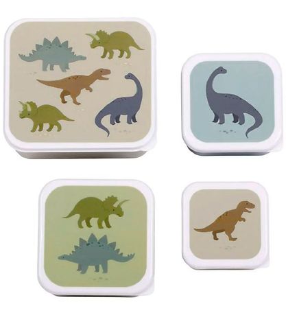 A Little Lovely Company Lunchbox Set - 4 pcs - Dinosaurs A Little Lovely Company Lunchbox Set - 4 pcs - Dinosaurs