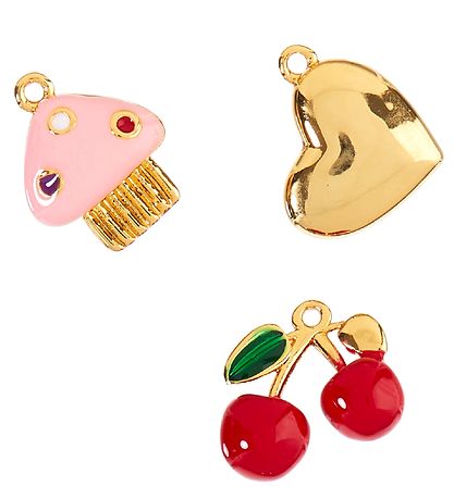 Me&My BOX Pendant - 3-Pack - Heart/CupCake/Cherry - Gold plated Me&My BOX Pendant - 3-Pack - Heart/CupCake/Cherry - Gold plated