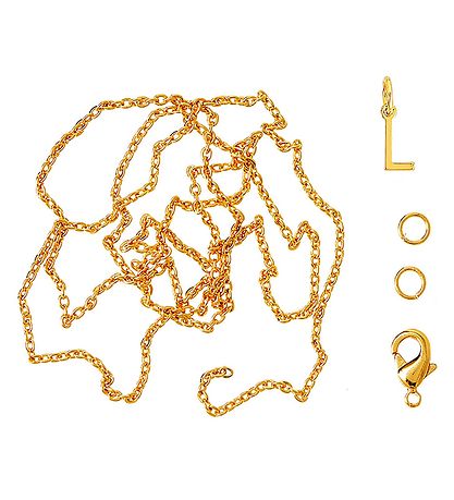 Me&My BOX Necklace w. Letter - L - Gold plated