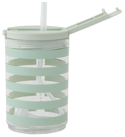 Design Letters Cup w. Straws - Kids - 330 mL - Green Strip