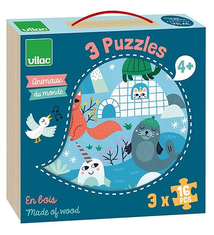 Puzzle Vilac - 3x16 Briques - Animaux Puzzle Vilac - 3x16 Briques - Animaux