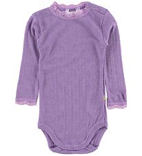 Joha Bodysuit - Wool/Silk - L/S - Purple w. Pointelle Joha Bodysuit - Wool/Silk - L/S - Purple w. Pointelle