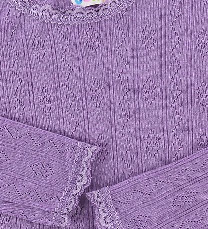 Joha Blouse - Wool/Silk - Purple w. Pointelle Joha Blouse - Wool/Silk - Purple w. Pointelle