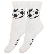 Fuzzies Socken - 2er-Pack - Weiß m. Fußbälle Fuzzies Socken - 2er-Pack - Weiß m. Fußbälle