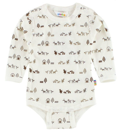 Joha Bodysuit - L/S - Ivory w. Animals