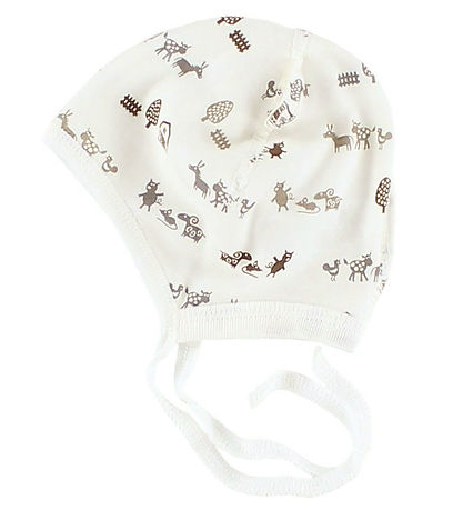 Joha Baby Hat w. Ears - Ivory w. Animals Joha Baby Hat w. Ears - Ivory w. Animals