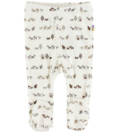 Joha Leggings w. Footies - Ivory w. Animals Joha Leggings w. Footies - Ivory w. Animals