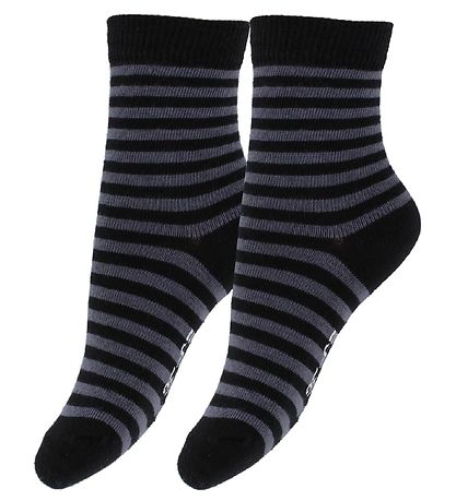 Fuzzies Sokkar - 2 Pakki - Svart/Grá - röndótt Fuzzies Sokkar - 2 Pakki - Svart/Grá - röndótt