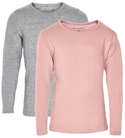 Minymo Bluse - 2er-Pack - Rosa/Grau Minymo Bluse - 2er-Pack - Rosa/Grau