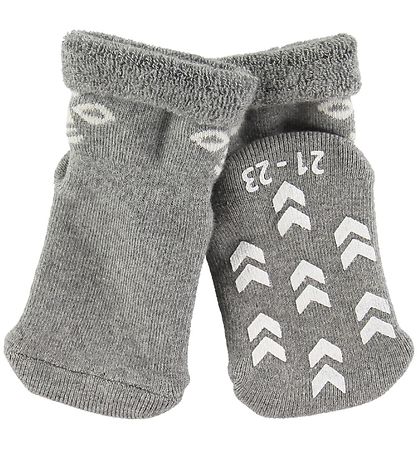 Hummel Baby Socks - HMLSnubbie - Grey Melange w. Non-Slip Hummel Baby Socks - HMLSnubbie - Grey Melange w. Non-Slip
