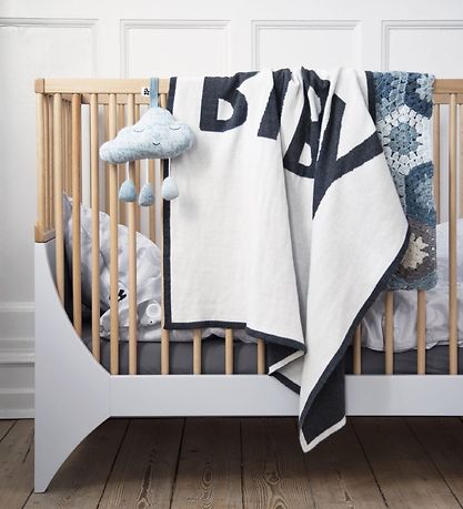 Sebra Knitted Baby Blanket - 80x80 - Ivory/Charcoal Sebra Knitted Baby Blanket - 80x80 - Ivory/Charcoal