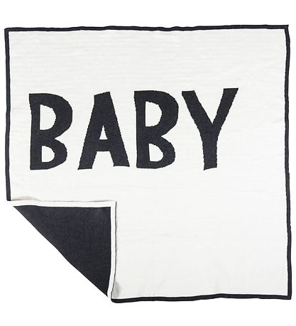 Sebra Knitted Baby Blanket - 80x80 - Ivory/Charcoal Sebra Knitted Baby Blanket - 80x80 - Ivory/Charcoal