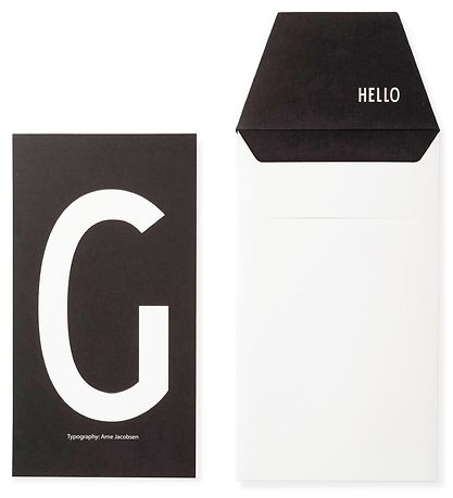 Design Letters Card w. Envelope - Black w. G Design Letters Card w. Envelope - Black w. G