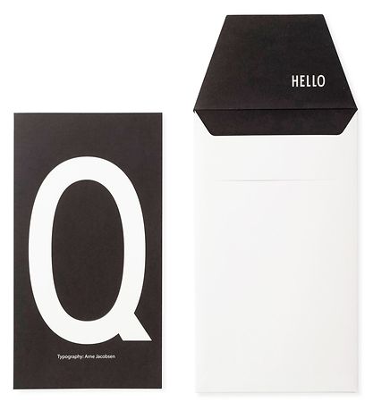 Design Letters Card w. Envelope - Black w. Q Design Letters Card w. Envelope - Black w. Q