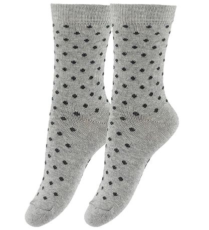 Fuzzies Sokken - 2-pack - Grijs m. Stippen