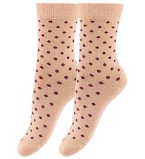 Fuzzies Socken - 2er-Pack - Heller Pfirsich m. Bordeaux Punkte Fuzzies Socken - 2er-Pack - Heller Pfirsich m. Bordeaux Punkte