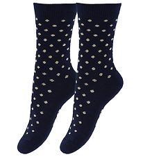 Fuzzies Socks - 2-Pack - Navy w. Beige Dots Fuzzies Socks - 2-Pack - Navy w. Beige Dots