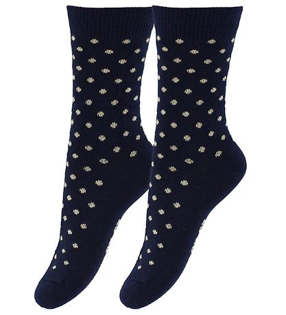 Fuzzies Socks - 2-Pack - Navy w. Beige Dots Fuzzies Socks - 2-Pack - Navy w. Beige Dots