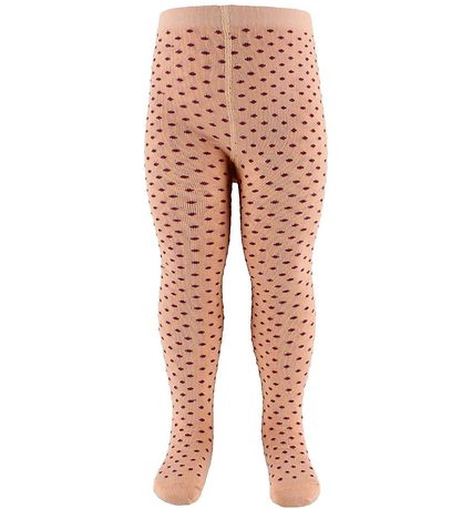Fuzzies Tights - Light Peach w. Bordeaux Dots Fuzzies Tights - Light Peach w. Bordeaux Dots