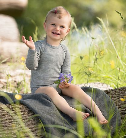 Engel Bodysuit - L/S - Wool/Silk - Grey Melange Engel Bodysuit - L/S - Wool/Silk - Grey Melange