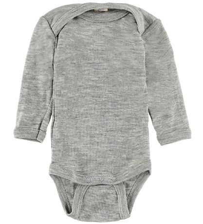 Engel Bodysuit - L/S - Wool/Silk - Grey Melange Engel Bodysuit - L/S - Wool/Silk - Grey Melange