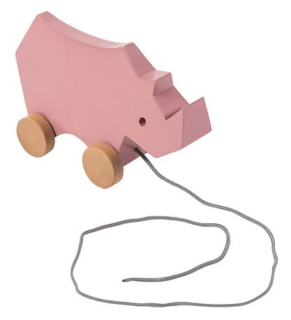 Sebra Pull Along Toy - Rhinoceros - Rose Sebra Pull Along Toy - Rhinoceros - Rose