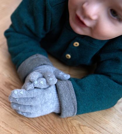 GoBabyGo Gloves - Grey Melange w. Dabs GoBabyGo Gloves - Grey Melange w. Dabs