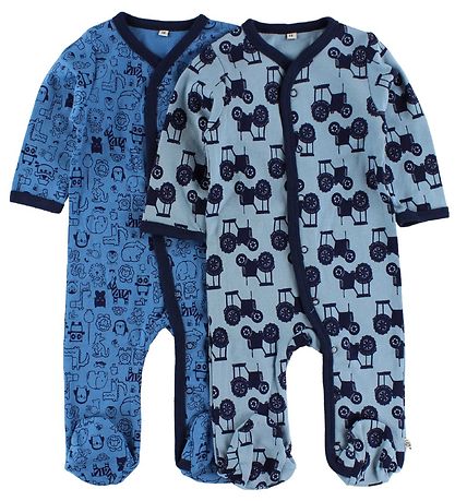 Chemises de Nuit M/f Pippi - 2 Pack - Bleu/Bleu Clair av. Imprim Chemises de Nuit M/f Pippi - 2 Pack - Bleu/Bleu Clair av. Imprim