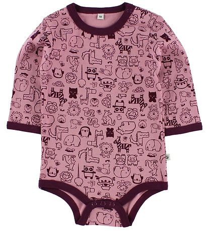 Pippi Baby Bodysuit - 4-Pack - L/S - Rose/Purple Pattern Pippi Baby Bodysuit - 4-Pack - L/S - Rose/Purple Pattern