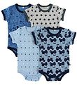 Pippi Baby Bodysuit - 4-Pack - S/S - Blue/Light Blue Pattern Pippi Baby Bodysuit - 4-Pack - S/S - Blue/Light Blue Pattern