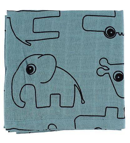 Done By Deer Muslin Cloth - 70x70 - 2-Pack - Blue w. Elphee